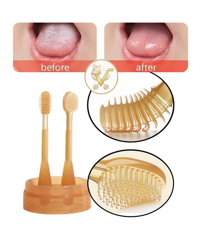 پاک کردن زبان و دندان و لثه نوزاد با مسواک لثه ای سیلیکونی نوزاد برند Baby Crown | سیسمونی ویونا