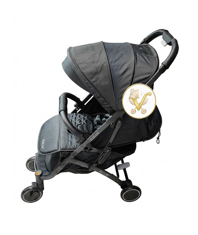 Maeler Elegant black silver stroller 4 shock absorber metal wheels