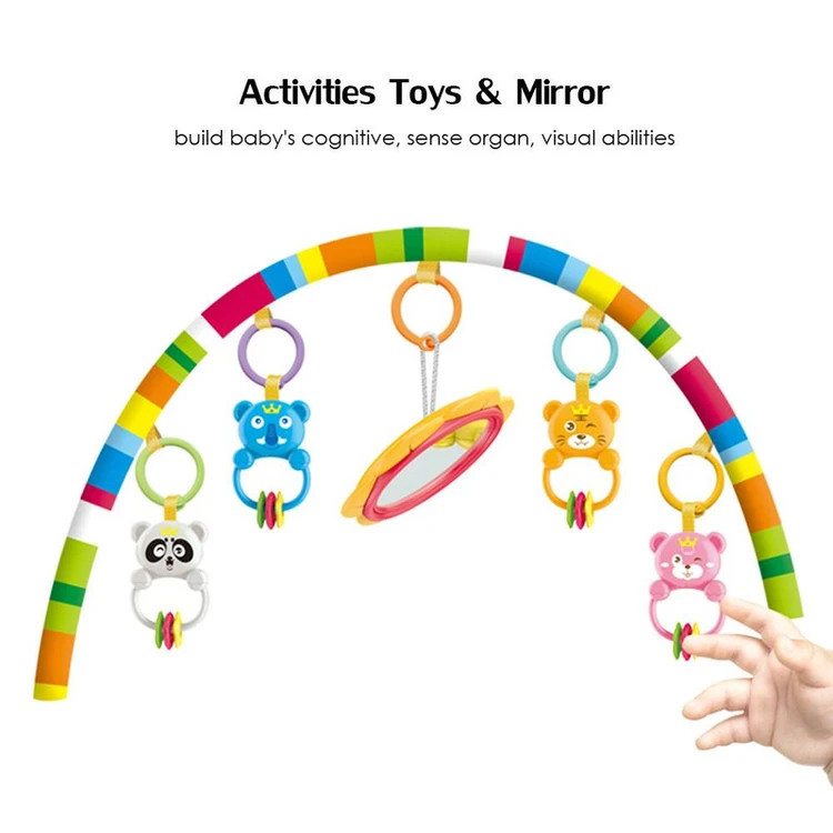 Huanger Musical Baby Play Mat & Piano Gym – Piano Fitness Rack with Hanging Toys, Mirror