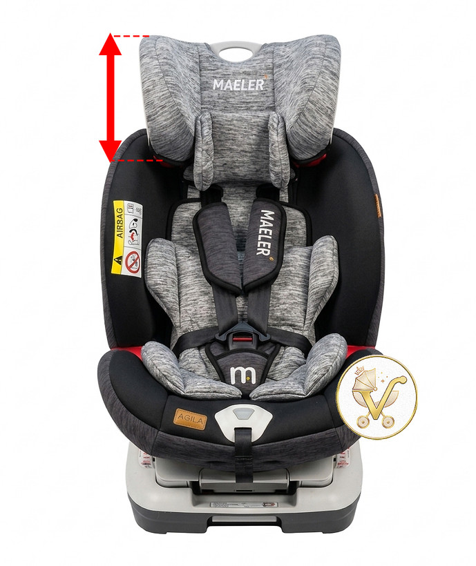 Maeler AGILA 360° Rotating ISOFIX Car Seat – Newborn to 36 kg (0–12 Years), Dual-Direction Reclining, Q-Fix & Anti-Shock System, Dual Padded Liner, Adjustable Headrest – Crash Tested (Czech Republic Standard)