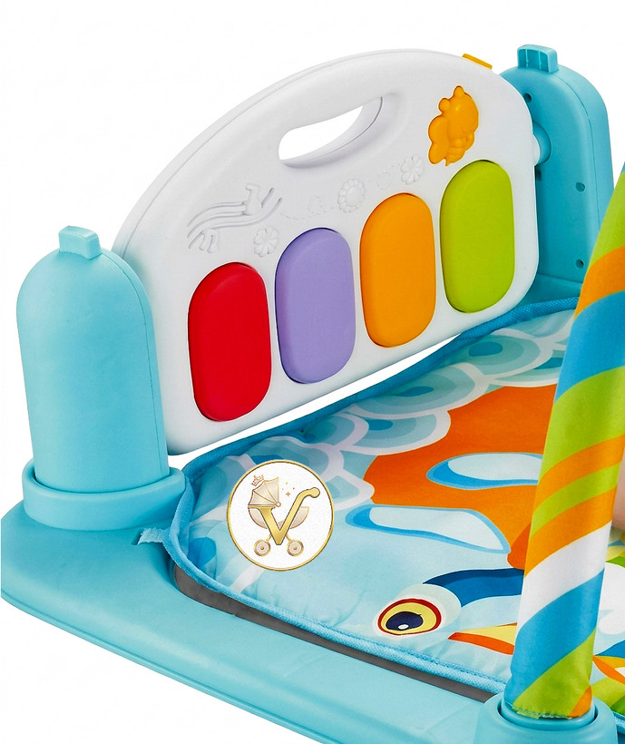 Huanger Musical Baby Play Mat & Piano Gym – Piano Fitness Rack with Hanging Toys, Mirror