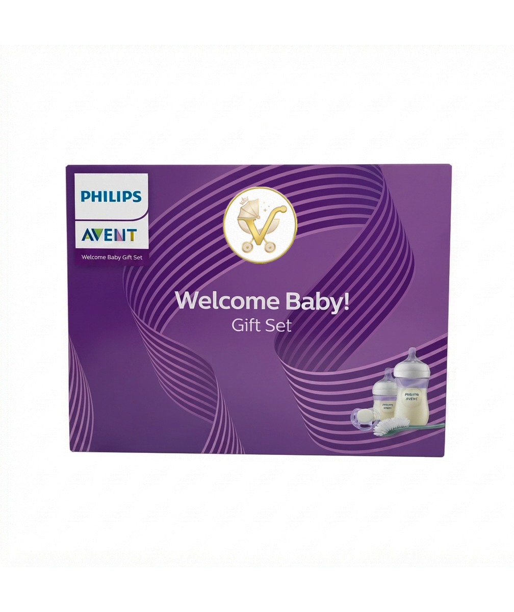 ست هدیه نوزادی فیلیپس اونت Welcome Baby – شامل شیشه‌شیر، پستانک و برس – سیسمونی ویونا